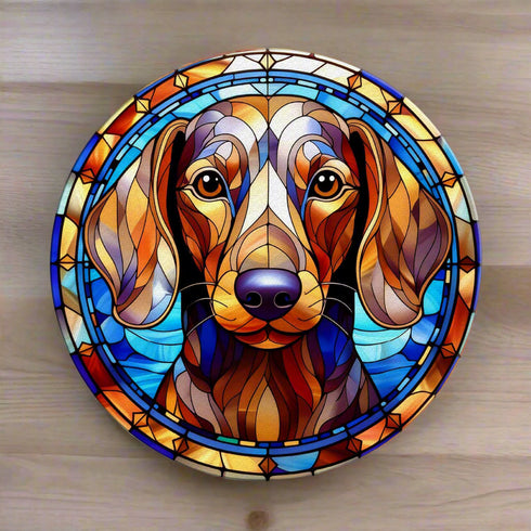 Dachshund Dapple Glass Suncatcher Worktop Saver